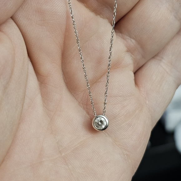 14k genuine diamond necklace 10k chain measures about 19  inches. Pendant stampe - Picture 9 of 10